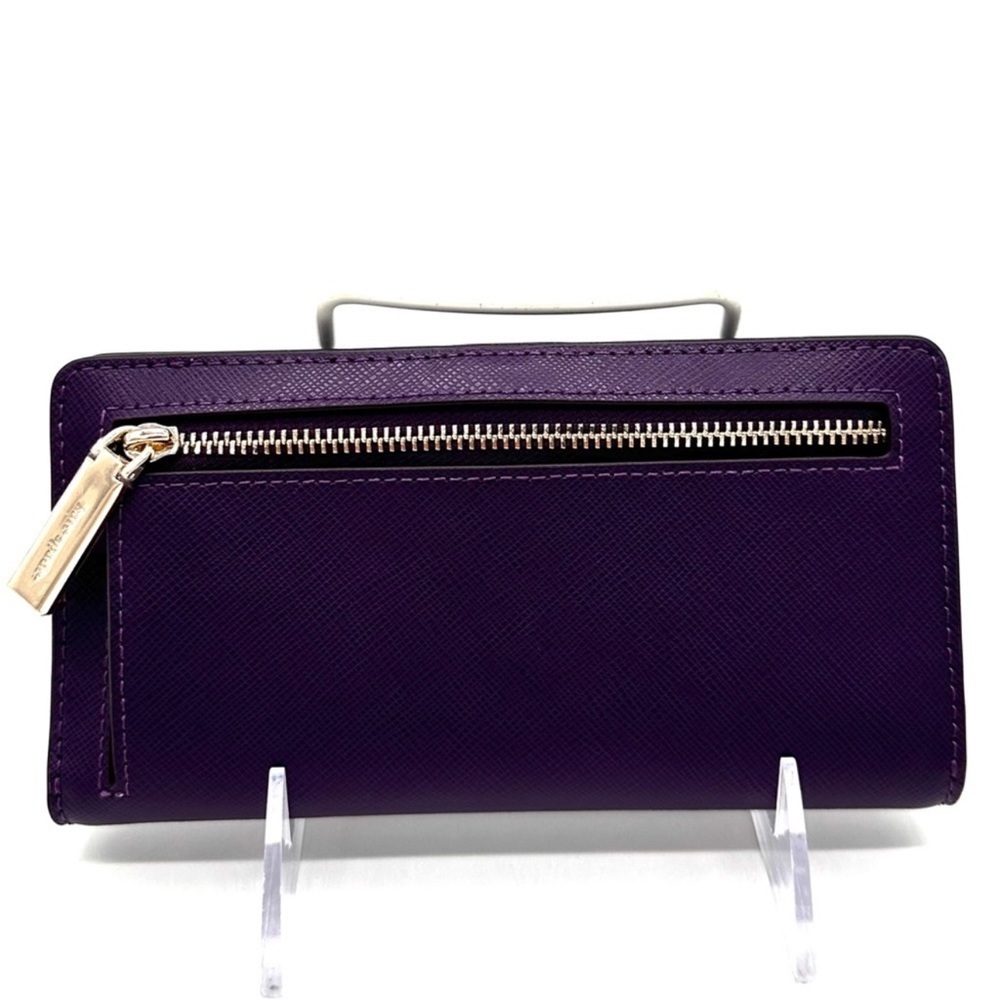 Kate Spade Small Madison Slim Bifold Wallet Purple/Gold  (NWT) - Picture 4 of 8